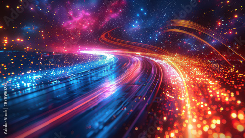 data speed way as internet background created with Generative AI technology