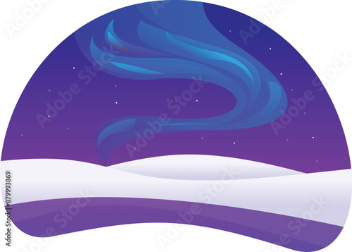 Snowy landscape is bathed in the ethereal glow of the aurora borealis