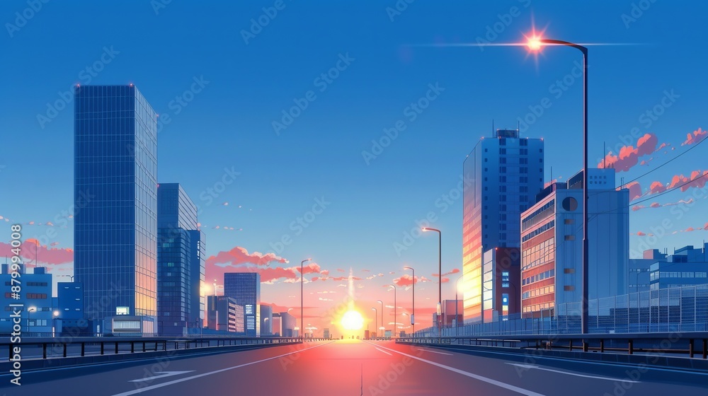 Fototapeta premium Urban backgrounds featuring cityscapes, streets, and buildings capturing the essence of modern life and dynamic city environments Illustration, Image, , Minimalism,