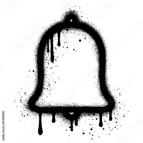 Bell in urban graffiti style with black spray paint. vector illustration.