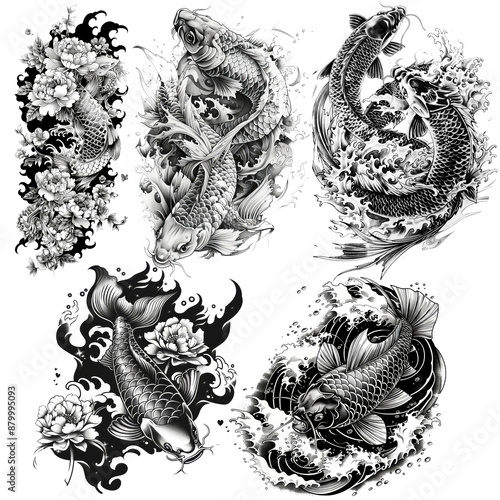 AI Japanese Irezumi tattoos black and white