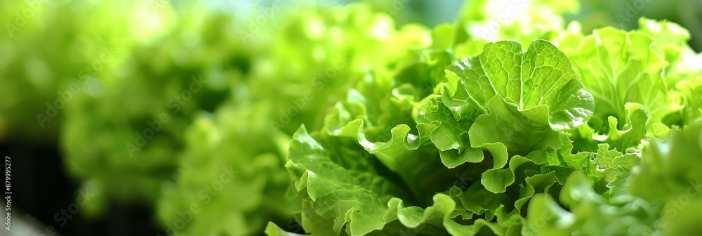 Contemporary greenhouse displaying organized rows of lush and thriving lettuce plants Contemporary greenhouse displaying organized rows of lush and thriving lettuce plants