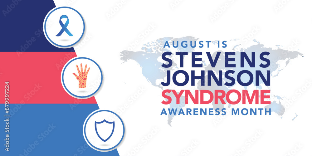 Obraz premium Stevens Johnson Syndrome Awareness Month is observed every year in August. Holiday concept. Template for background, banner, card, poster, placard, design template with unique shapes.