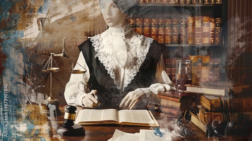 The photo shows a female judge in a black robe sitting in a courtroom. She is looking at the camera with a stern expression. There is a gavel in front of her on the desk. photo