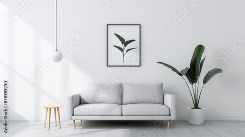 A cozy minimalist living room with a single sofa and a small coffee table creating a serene and uncluttered space perfect for relaxation and reflection Illustration, Image, , Minimalism,