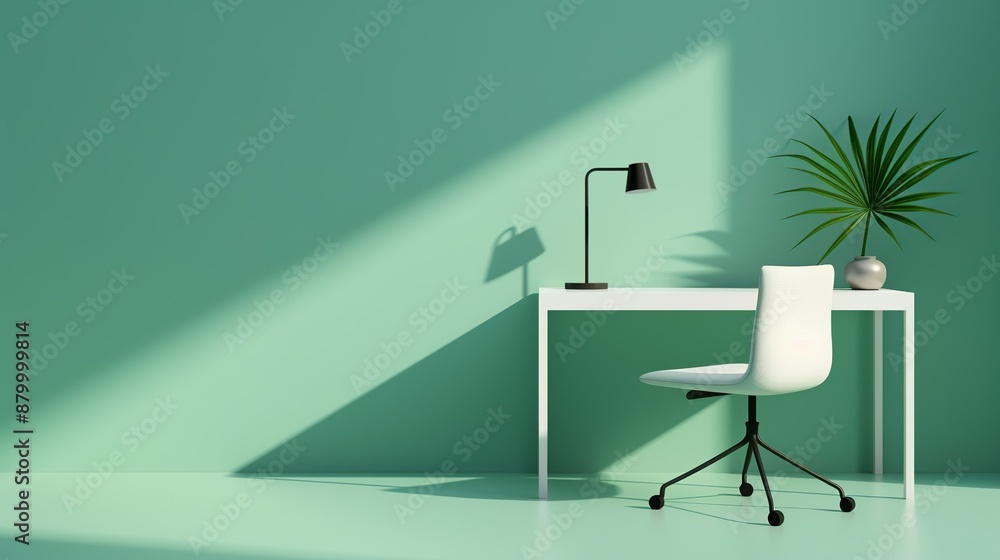 A sleek and modern office space with a simple desk, ergonomic chair, and minimal decor fostering a productive and focused work environment Illustration, Image, , Minimalism, A sleek and modern office space with a simple desk, ergonomic chair, and minimal decor fostering a productive and focused work environment Illustration, Image, , Minimalism,