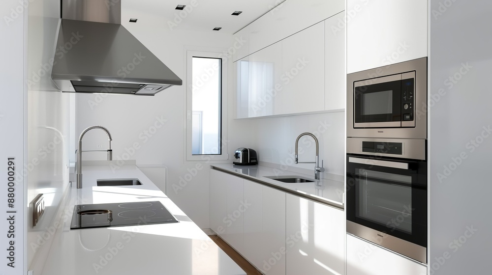A sleek and modern kitchen with minimalist cabinetry and high-end appliances creating a functional and beautiful space for culinary creations Illustration, Image, , Minimalism, A sleek and modern kitchen with minimalist cabinetry and high-end appliances creating a functional and beautiful space for culinary creations Illustration, Image, , Minimalism,