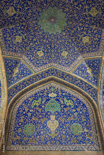 Mind blowing details of antique Persian tile work in a mosque in Esfahan, Iran.