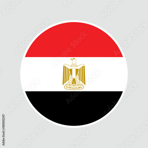The flag of Egypt. Flag icon. Standard color. Round flag. Computer illustration. Digital illustration. Vector illustration.	