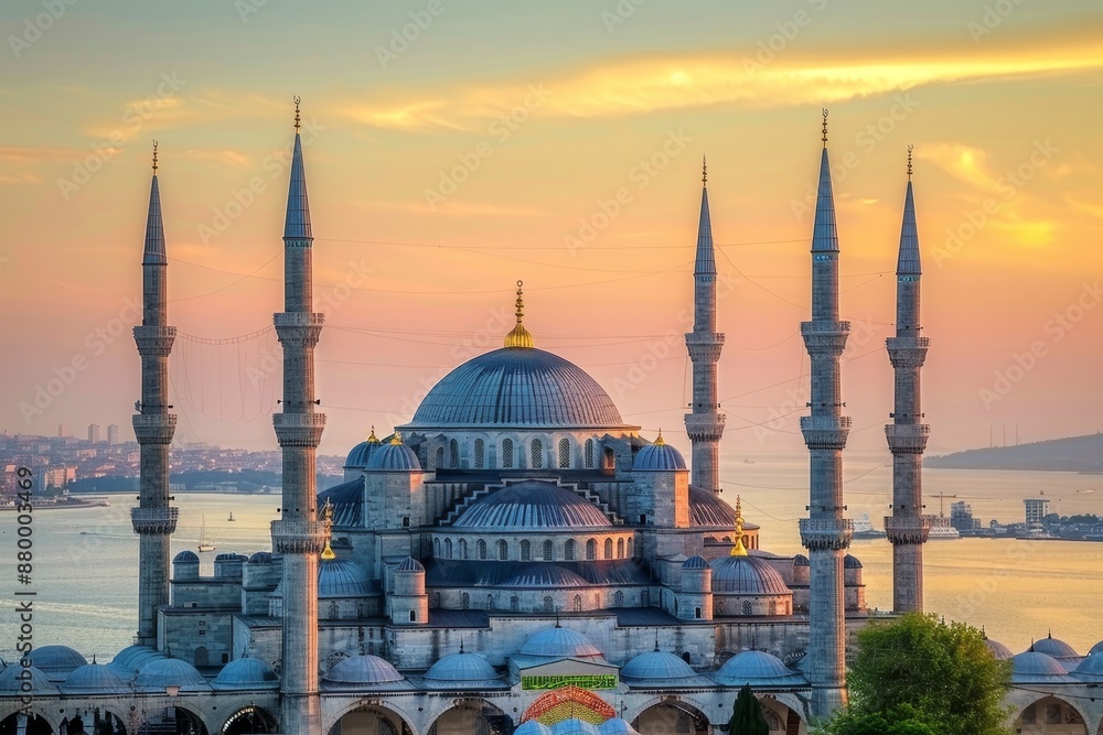 Obraz premium Elegance and grandeur the iconic blue mosque, a stunning architectural beauty in istanbul