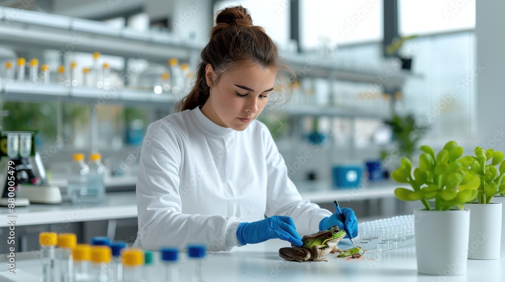 Scientist Examining Plant Samples in Laboratory Scientist Examining Plant Samples in Laboratory