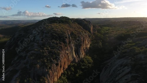 Aerial view of rocky mountains, escarpments of the Borborema Plateau - Serra de São Bento, Rio Grande do Norte, Brazil photo