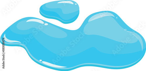 Cartoon illustration of a blue liquid puddle dripping and spreading