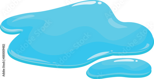 Bright blue liquid spilling and forming a puddle on a white background