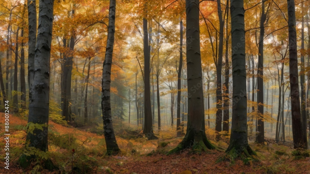 Panoramic Fall Nature Scene with Forest Background Panoramic Fall Nature Scene with Forest Background