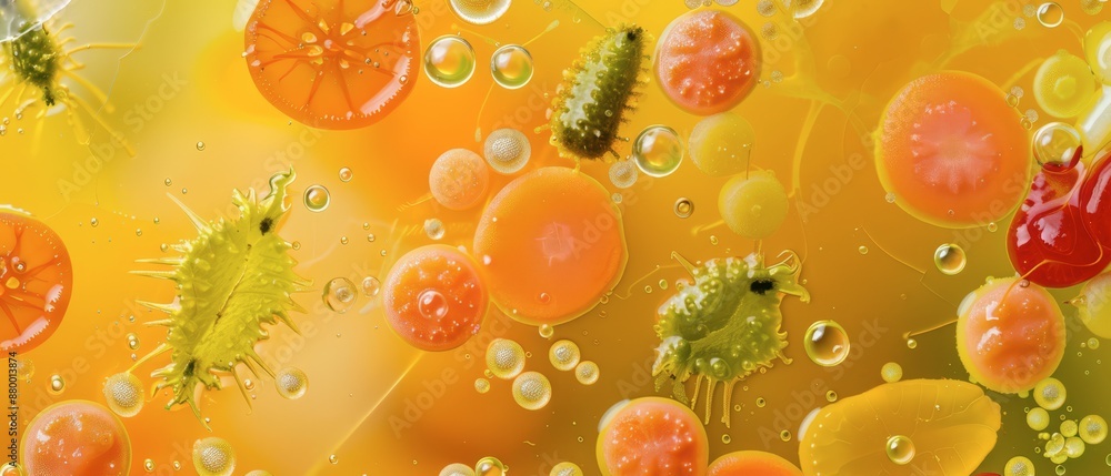 Close-Up View of Colorful Objects Suspended in Liquid Close-Up View of Colorful Objects Suspended in Liquid