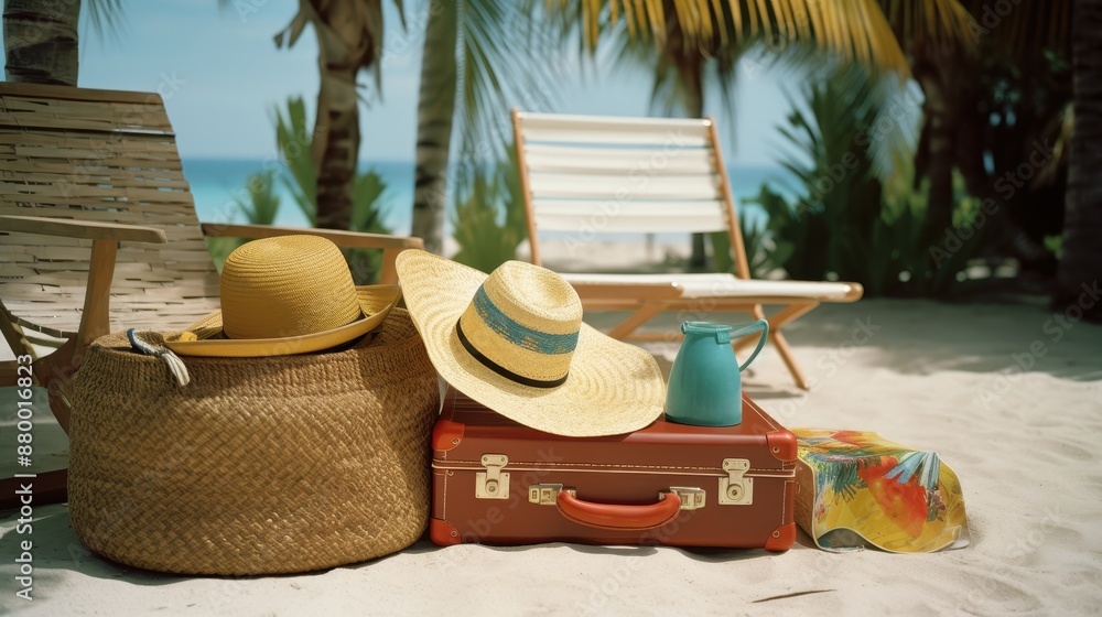 Beach Vacation Essentials Illustration Beach Vacation Essentials Illustration