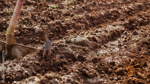 Wallpaper Mural Close Up of a Garden Spade in Brown Soil Torontodigital.ca