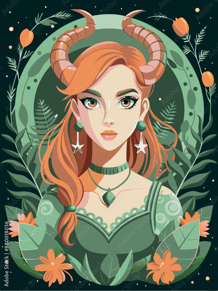Illustration of girl symbolizing Capricorn zodiac sign. Astrological horoscope sign. Astrology clipart Illustration of girl symbolizing Capricorn zodiac sign. Astrological horoscope sign. Astrology clipart
