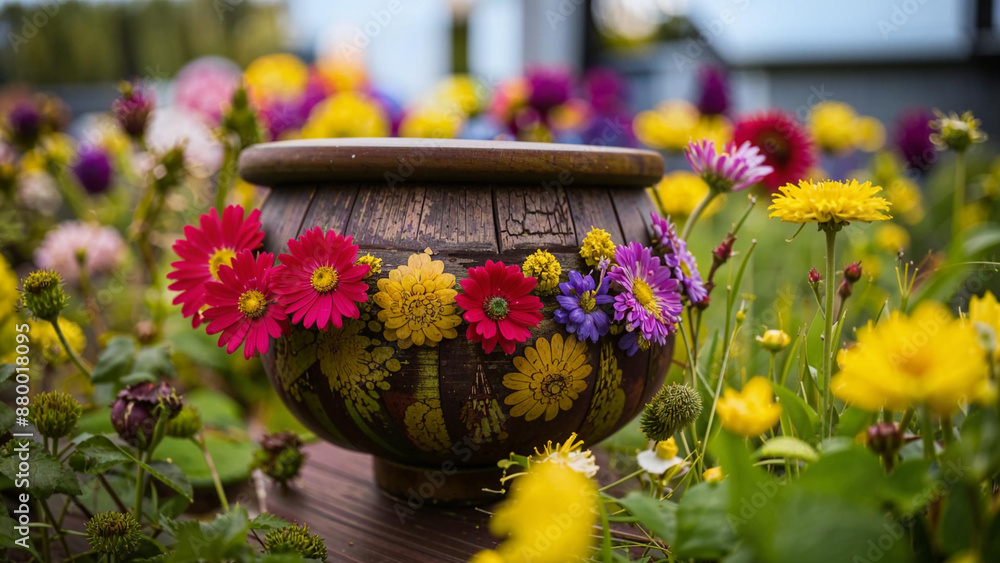 a vase with flowers in it sitting on a table a vase with flowers in it sitting on a table