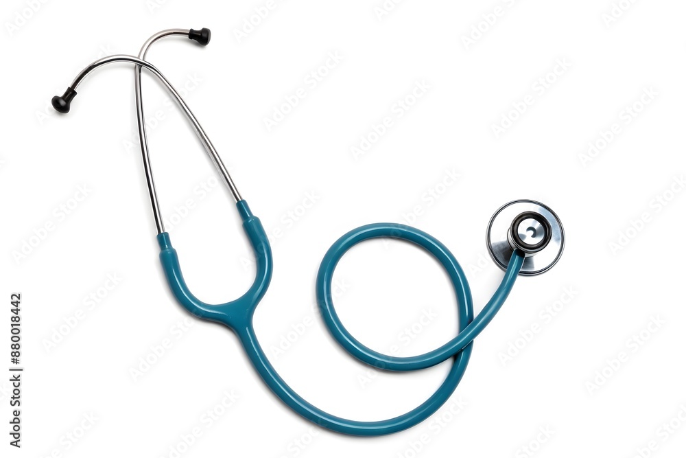 Light blue stethoscope isolated on white background. Light blue stethoscope isolated on white background.