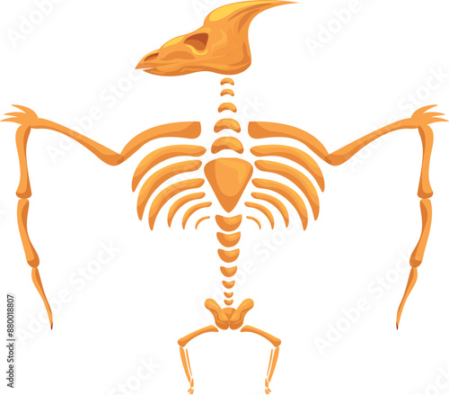Parasaurolophus dinosaur skeleton standing on two legs, paleontology and archeology