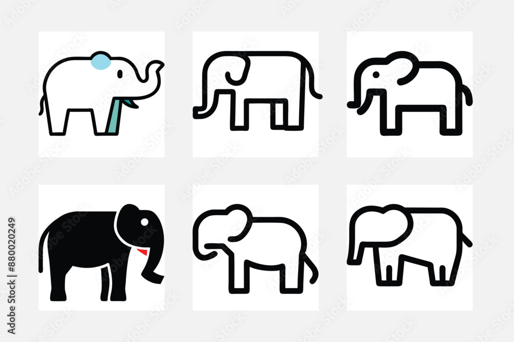 Fototapeta set of elephants