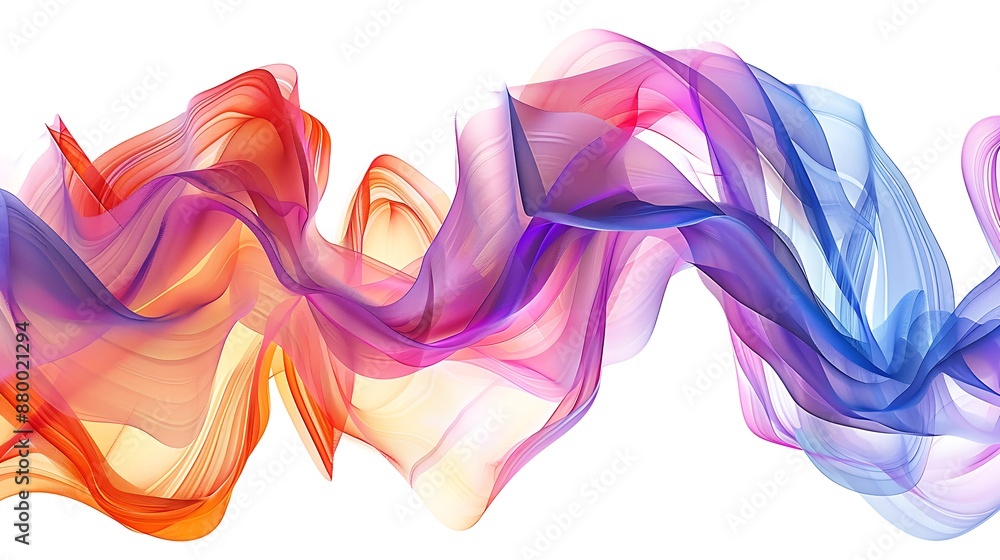 Fototapeta premium Abstract colorful flowing waves on white background.