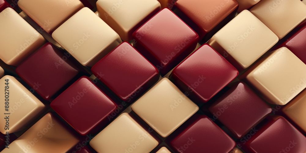 Maroon and tan color square shapes abstract background top view Maroon and tan color square shapes abstract background top view