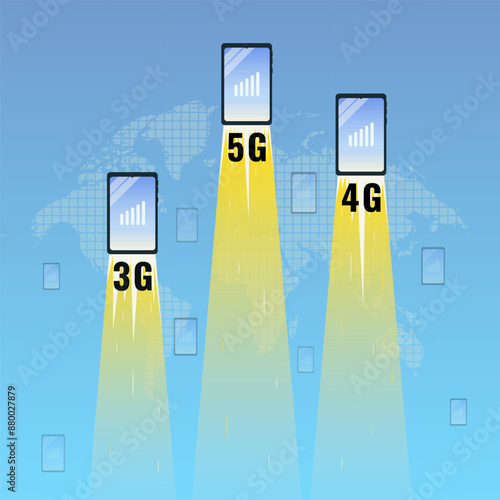 Phone with speed internet competing vector illustration