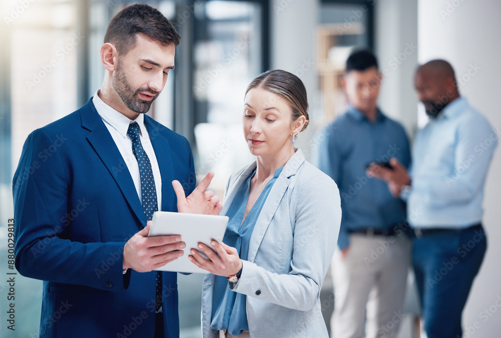 © M. Cunningham/peopleimages.com - Business, people and office with tablet for strategic planning with teamwork and collaboration as project manager. Employees, communication and review or feedback with partnership and discussion