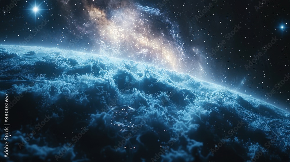 Abstract Blue Background with Stars and Galaxy Abstract Blue Background with Stars and Galaxy