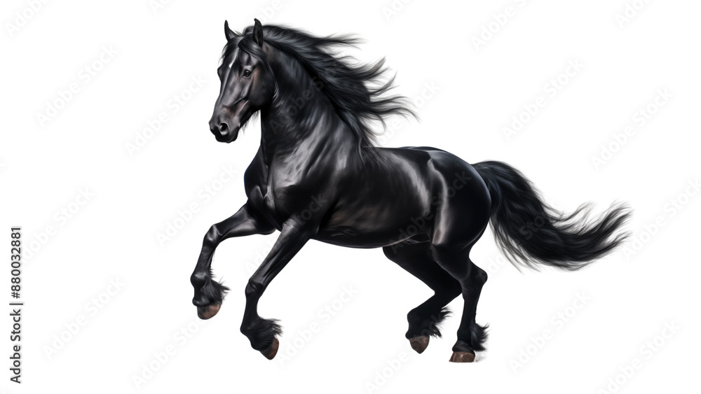 Galloping Black horse running isolated on transparent background Galloping Black horse running isolated on transparent background