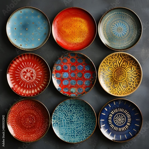 Collection of Colorful Hand-Painted Plates