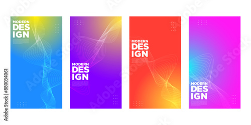 Set of colorful modern design templates with line ornaments. Suitable for business, banners, posters, flyers, covers, book covers, and industrial creative businesses