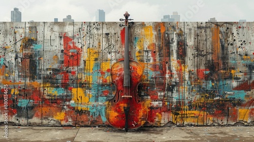 Wallpaper Mural Cello Against Colorful Urban Wall Torontodigital.ca