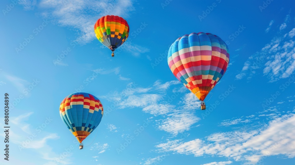 Colorful hot air balloons, blue sky, thin clouds, beautiful scenery. Photo by National Geographic Colorful hot air balloons, blue sky, thin clouds, beautiful scenery. Photo by National Geographic