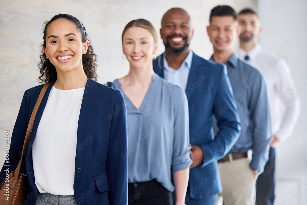 Female leader, group and office with diversity for corporate or management, smile for company with finance. Business people, portrait and leadership for accounting staff in workplace with happiness Female leader, group and office with diversity for corporate or management, smile for company with finance. Business people, portrait and leadership for accounting staff in workplace with happiness