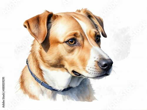 dog watercolor art painting in plain white background clipart
