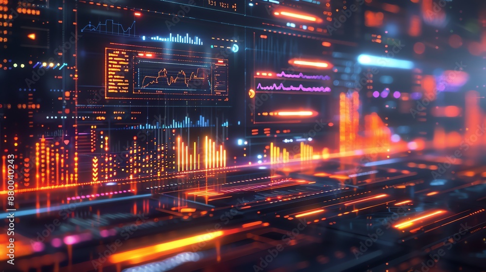 Futuristic Interface with Glowing Lines and Data. Futuristic Interface with Glowing Lines and Data.