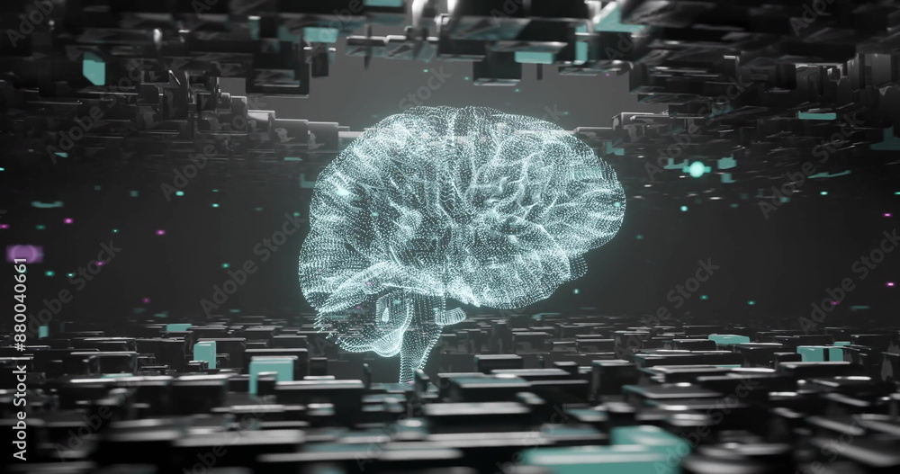 Obraz premium Image of human brain connections over black background
