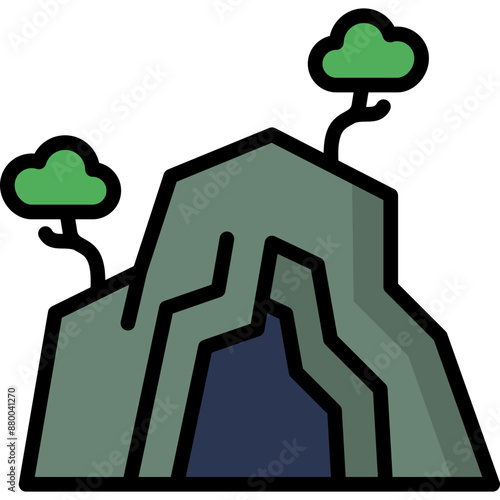 cave illustration design with outline