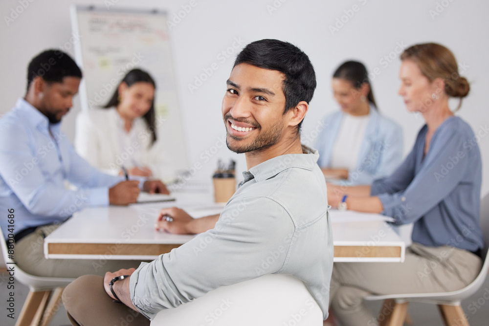 Portrait, business people or happy man in meeting for planning, teamwork or collaboration for project. Shareholders, investor or program coordinator in discussion for feedback, review or about us Portrait, business people or happy man in meeting for planning, teamwork or collaboration for project. Shareholders, investor or program coordinator in discussion for feedback, review or about us