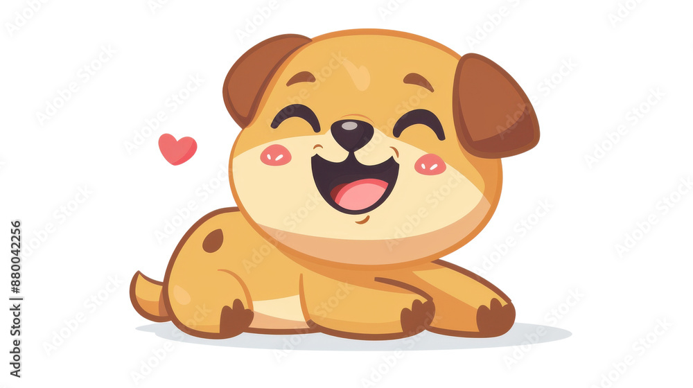 Cute cartoon puppy lying down and smiling with a heart symbol, expressing joy and happiness. Perfect for children's illustrations and designs. Isolated on transparent background. Cute cartoon puppy lying down and smiling with a heart symbol, expressing joy and happiness. Perfect for children's illustrations and designs. Isolated on transparent background.