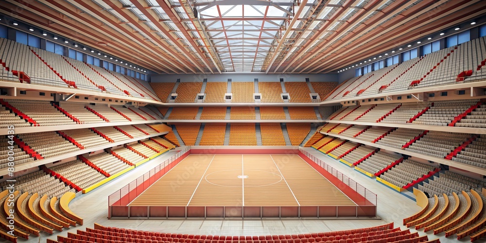 Fototapeta premium Dynamic energy in a paper crafted sports arena with fans , paper craft, sports, arena, fans, energy, excitement