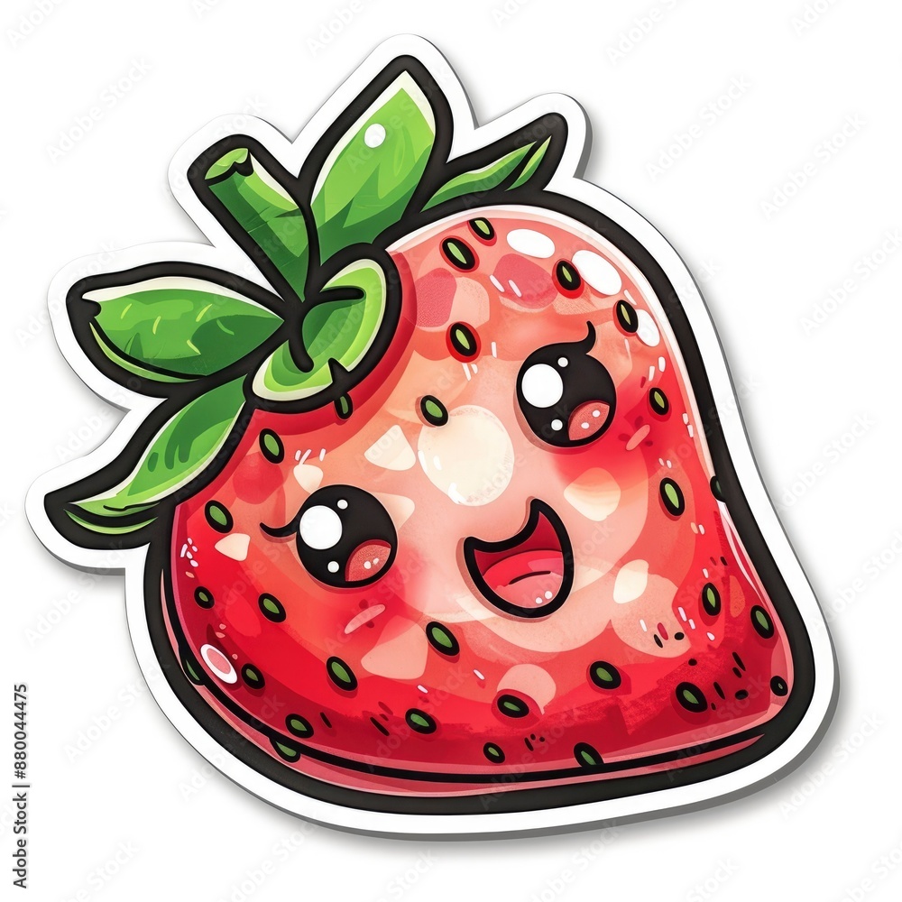 Obraz premium cute dragonfruit sticker, kawaii, functionality stickers, sticker outline, simple background, character, shape