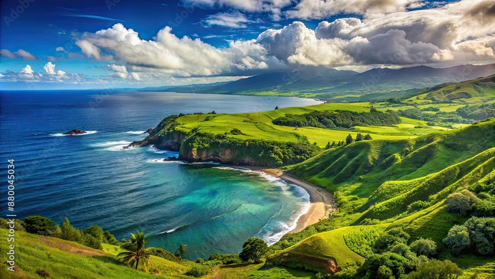 Maui scenic landscape featuring lush green hills overlooking the ocean, Maui, Hawaii, scenic, landscape, view, green Maui scenic landscape featuring lush green hills overlooking the ocean, Maui, Hawaii, scenic, landscape, view, green