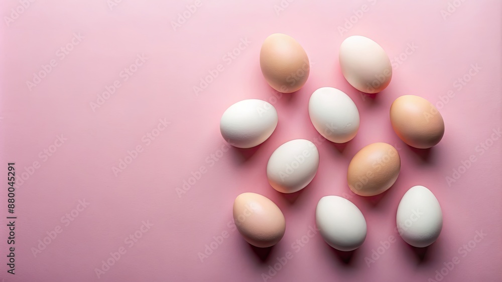 Eggs arranged on a soft pink background, pastel, colorful, Easter, organic, food, natural, breakfast, cooking, fresh Eggs arranged on a soft pink background, pastel, colorful, Easter, organic, food, natural, breakfast, cooking, fresh