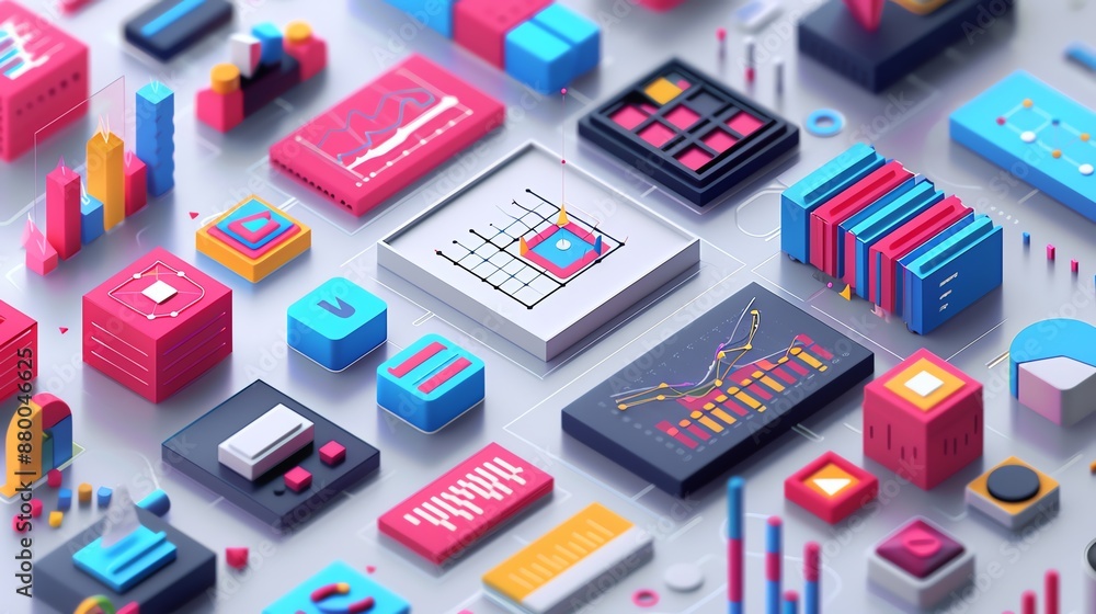 Abstract 3D Data Visualization of Charts and Graphs. Abstract 3D Data Visualization of Charts and Graphs.