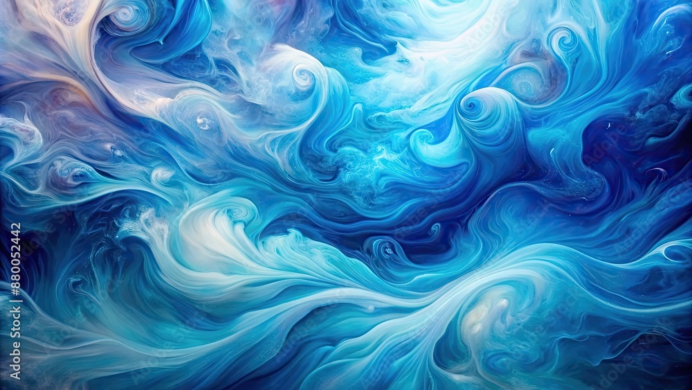 Dreamy fluid artistry in blue creating mesmerizing swirls on canvas, fluid art, paint, abstract, blue, swirl